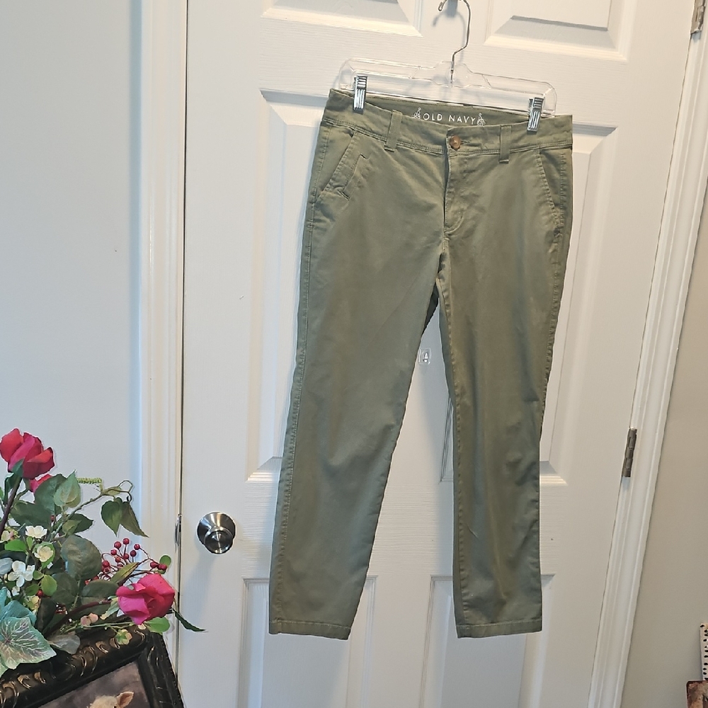 Old Navy Olive Utility Chino Pants, Women, Size 8, Regular